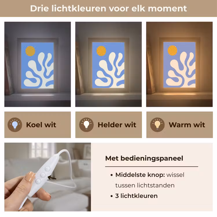 Minimalistisch - Organisch patroon - Blauw Light Box met kabel (Tafellamp) klein -USP_lichtkleurNL