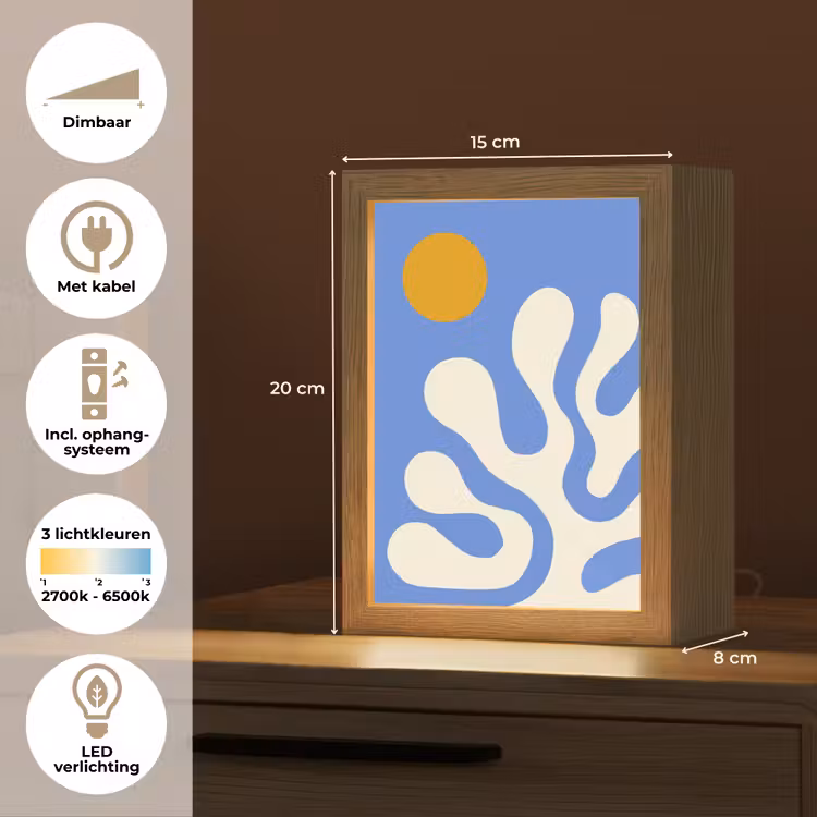 Minimalistisch - Organisch patroon - Blauw Light Box met kabel (Tafellamp) klein -USP_NL