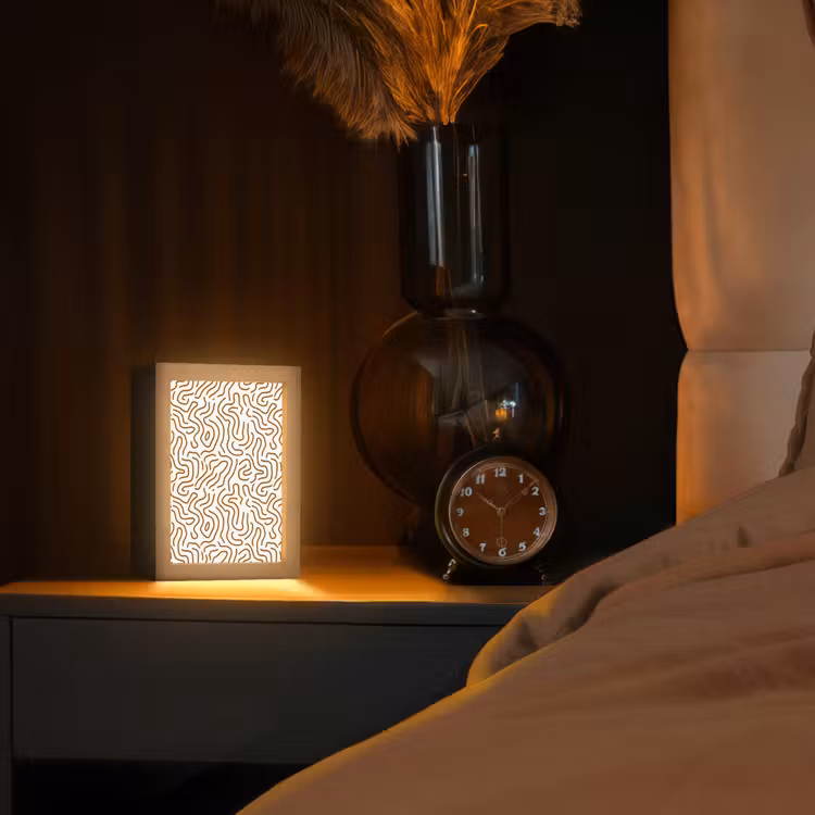 Minimalistisch - Patroon - Terracotta Light Box met kabel (Tafellamp) klein 925 -sfeer1