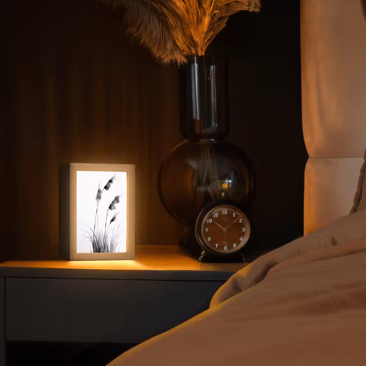 Minimalistisch - Stelen - Wit Light Box met kabel (Tafellamp) klein -sfeer1