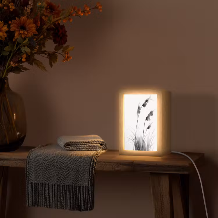 Minimalistisch - Stelen - Wit Light Box met kabel (Tafellamp) klein -sfeer4