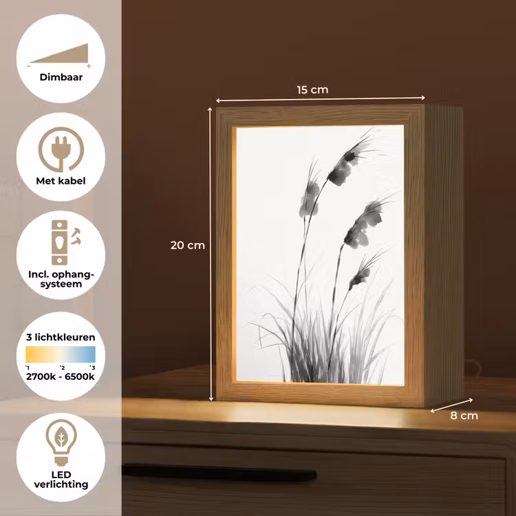 Minimalistisch - Stelen - Wit Light Box met kabel (Tafellamp) klein -USP_NL