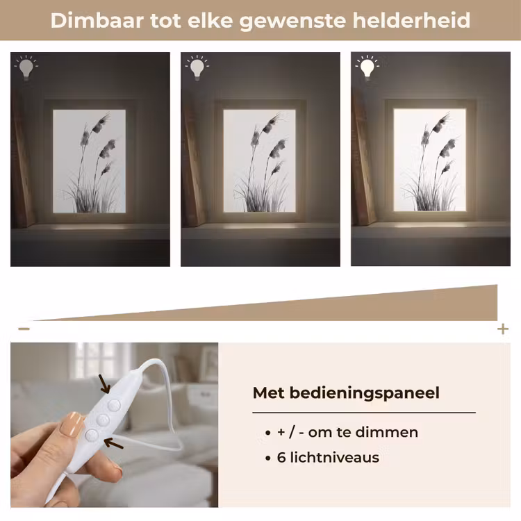 Minimalistisch - Stelen - Wit Light Box met kabel (Tafellamp) klein -USP_dimbaarNL