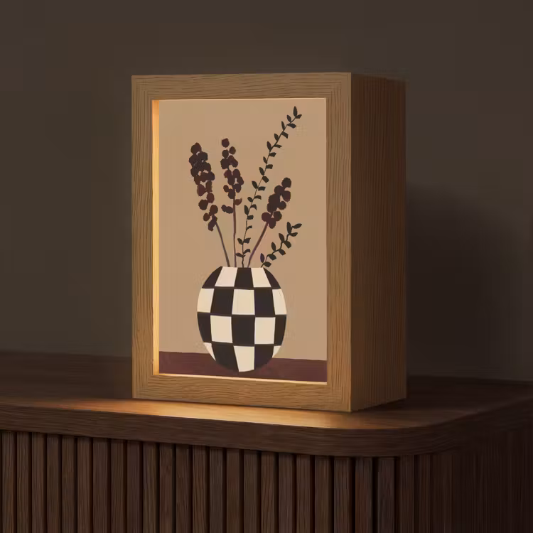 Minimalistisch - Vaas - Bloemen - Bruin Light Box met kabel (Tafellamp) klein -z3d_website