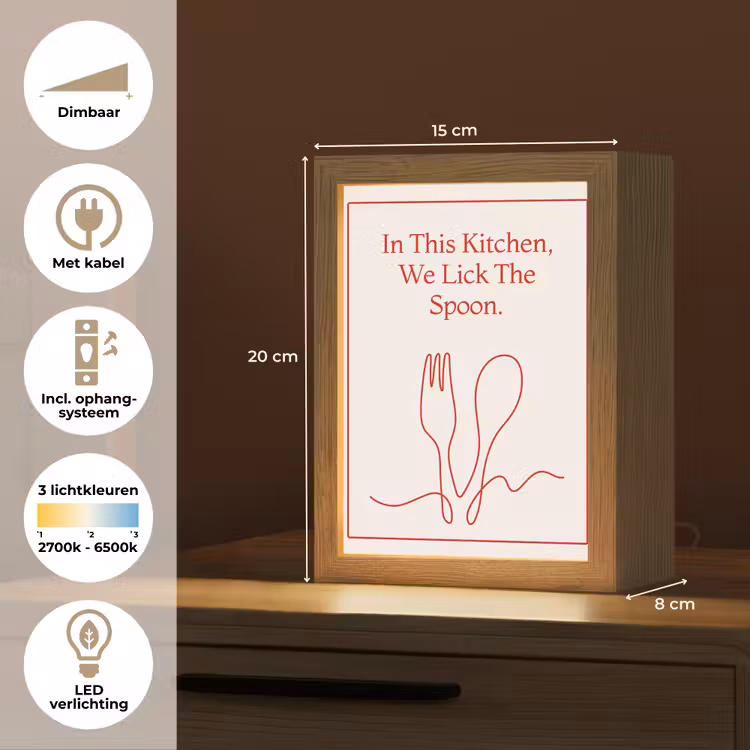 Minimalistisch - Vork - Lepel - Lijntekening Light Box met kabel (Tafellamp) klein -USP_NL