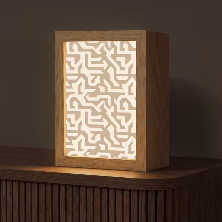 Modern - Abstract - Beige Light Box met kabel (Tafellamp) klein 925 -z3d_website