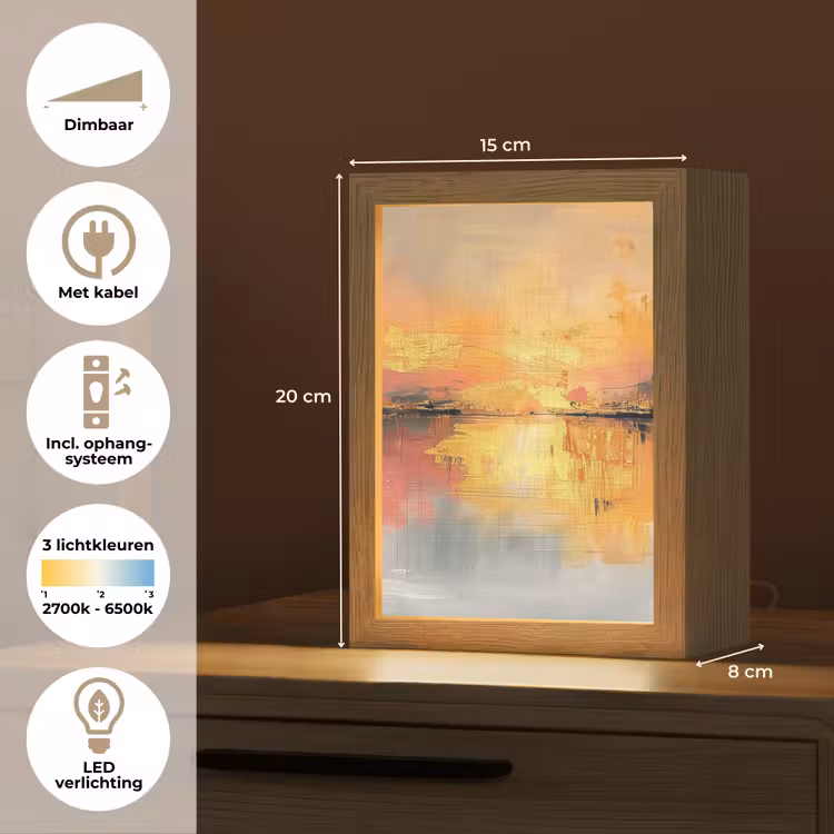 Modern - Abstract - Goud - Roze Light Box met kabel (Tafellamp) klein -USP_NL