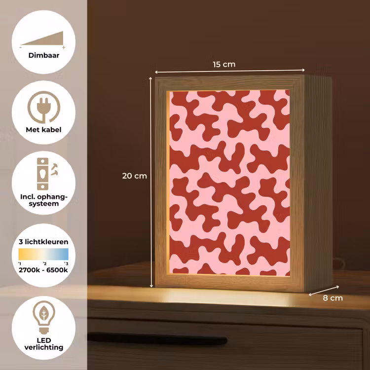Modern - Abstract - Rood Light Box met kabel (Tafellamp) klein 925 -USP_NL