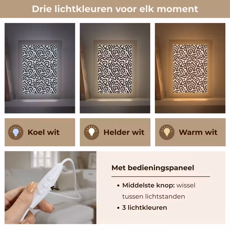 Modern - Abstract - Zwart Light Box met kabel (Tafellamp) klein 925 -USP_lichtkleurNL
