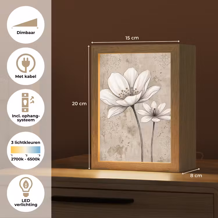 Modern - Design - Wit Light Box met kabel (Tafellamp) klein -USP_NL