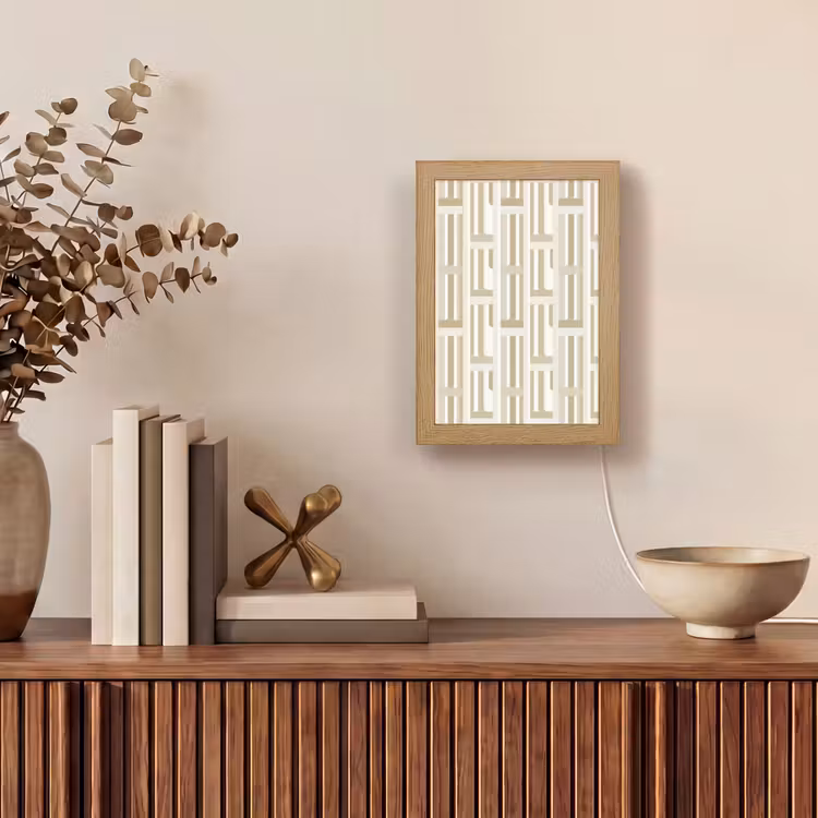 Modern - Geometrisch - Beige Light Box met kabel (Tafellamp) klein 925 -sfeer2