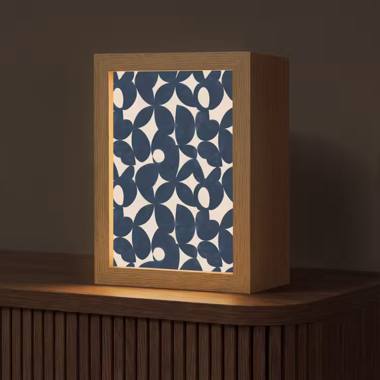 Modern - Geometrisch - Blauw Light Box met kabel (Tafellamp) klein 925 -z3d_website