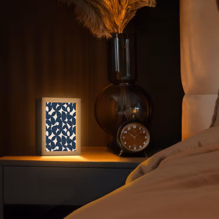 Modern - Geometrisch - Blauw Light Box met kabel (Tafellamp) klein 925 -sfeer1