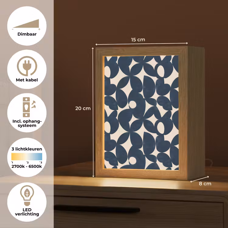 Modern - Geometrisch - Blauw Light Box met kabel (Tafellamp) klein 925 -USP_NL