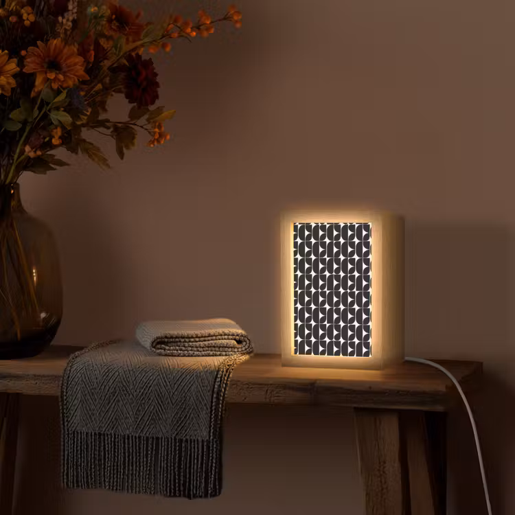 Modern - Geometrisch - Zwart Light Box met kabel (Tafellamp) klein 925 -sfeer4