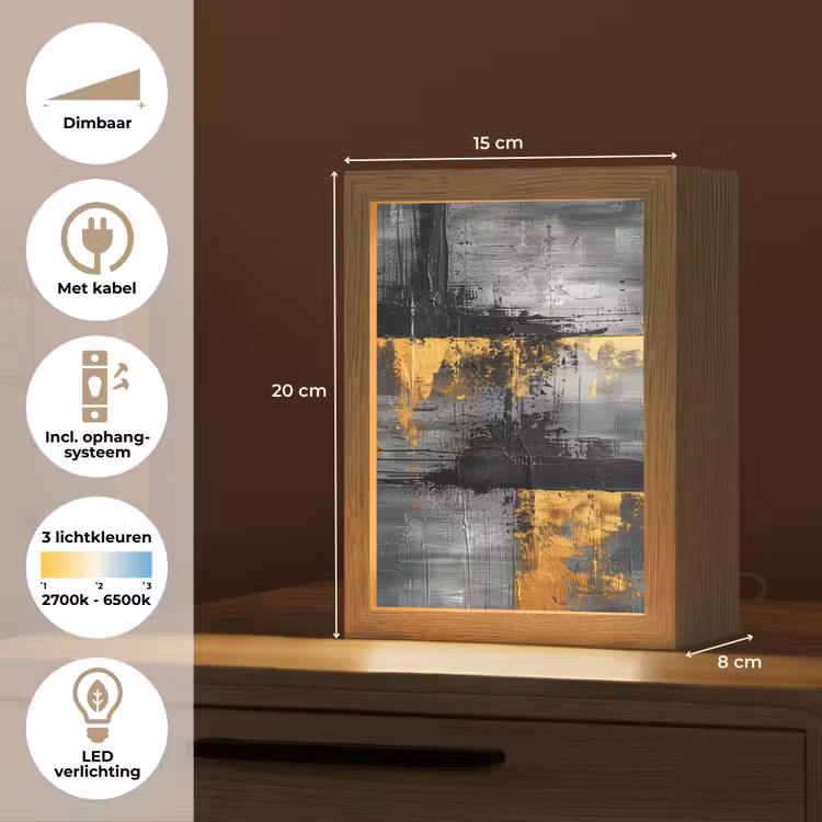 Modern - Goud - Grijs - Patroon Light Box met kabel (Tafellamp) klein -USP_NL