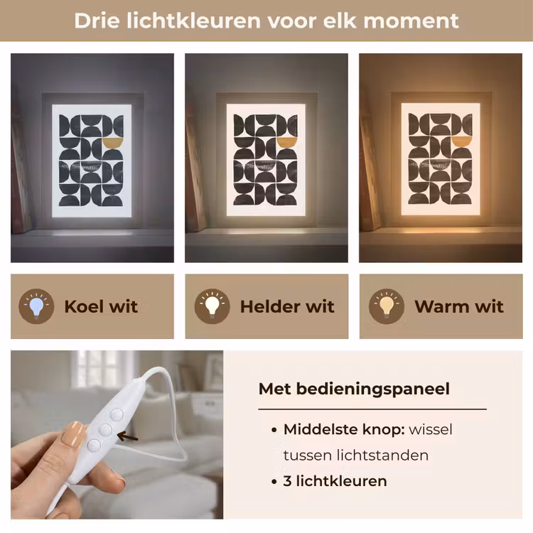 Modern - Halve cirkel - Goud - Zwart Light Box met kabel (Tafellamp) klein -USP_lichtkleurNL