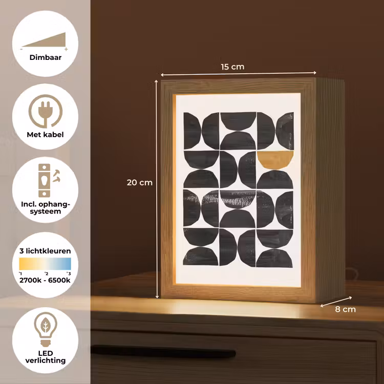 Modern - Halve cirkel - Goud - Zwart Light Box met kabel (Tafellamp) klein -USP_NL