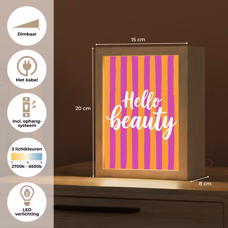 Modern - Hello - Oranje Light Box met kabel (Tafellamp) klein -USP_NL