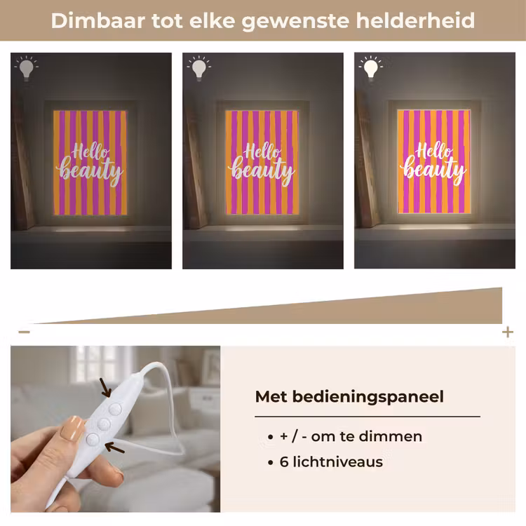Modern - Hello - Oranje Light Box met kabel (Tafellamp) klein -USP_dimbaarNL
