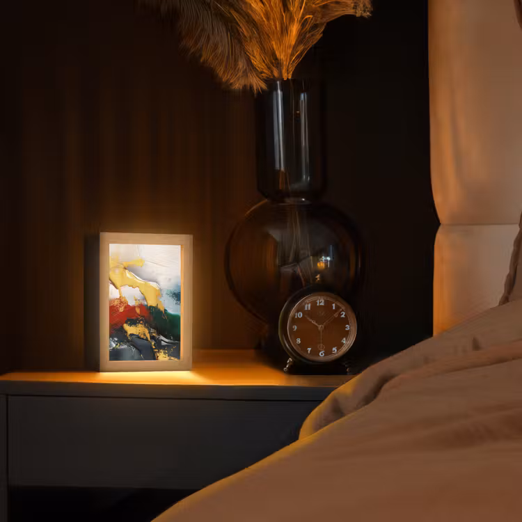 Modern - Kerst - Abstract - Goud Light Box met kabel (Tafellamp) klein -sfeer1