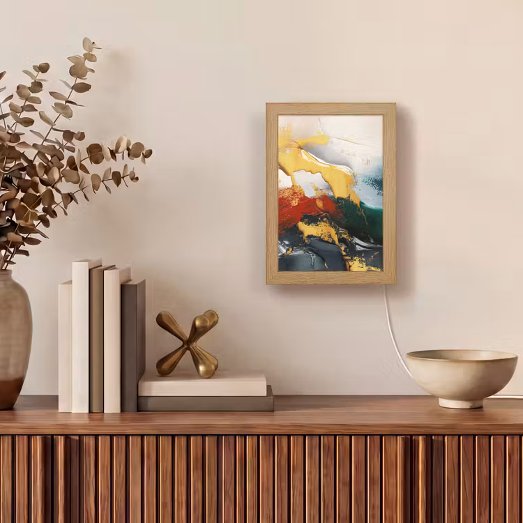 Modern - Kerst - Abstract - Goud Light Box met kabel (Tafellamp) klein -sfeer2