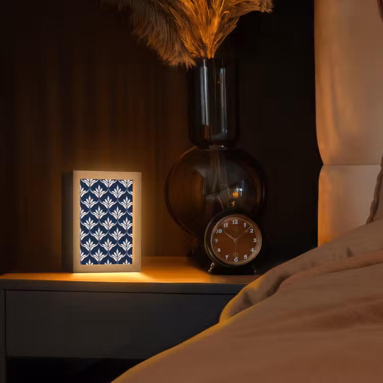 Modern - Ontwerp - Blauw Light Box met kabel (Tafellamp) klein 925 -sfeer1