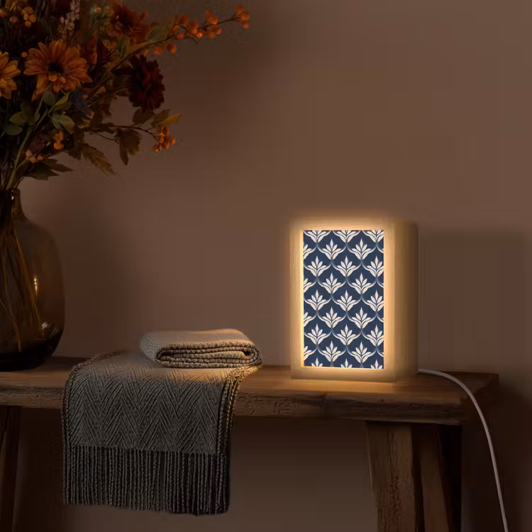 Modern - Ontwerp - Blauw Light Box met kabel (Tafellamp) klein 925 -sfeer4