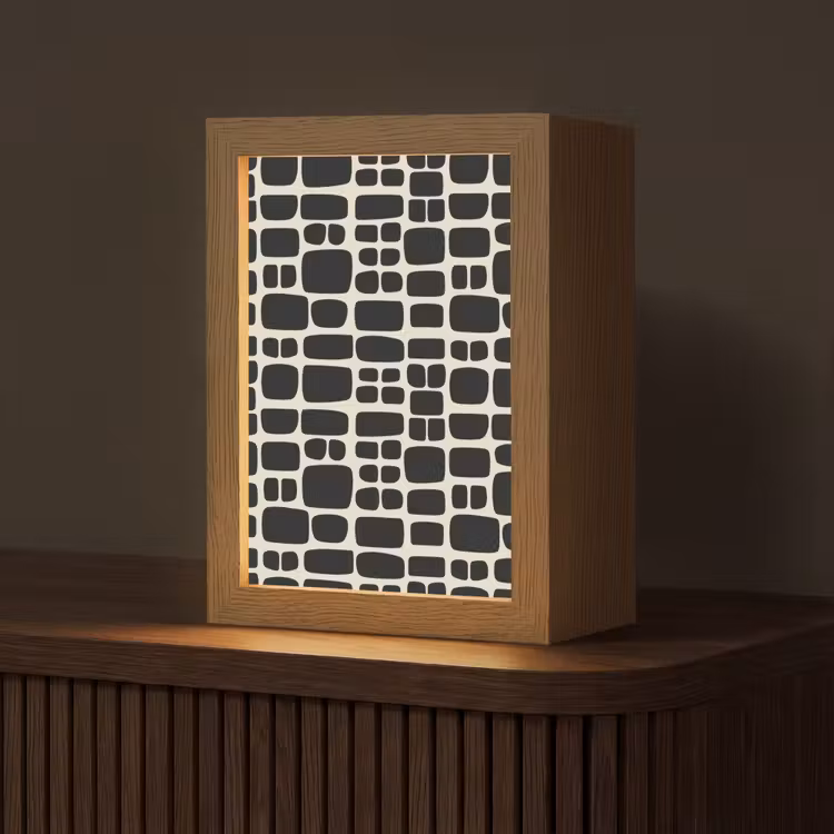 Modern - Organisch - Zwart Light Box met kabel (Tafellamp) klein 925 -z3d_website