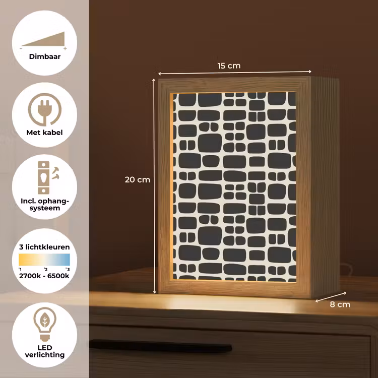 Modern - Organisch - Zwart Light Box met kabel (Tafellamp) klein 925 -USP_NL