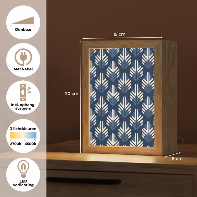 Modern - Patroon - Blauw Light Box met kabel (Tafellamp) klein 925 -USP_NL