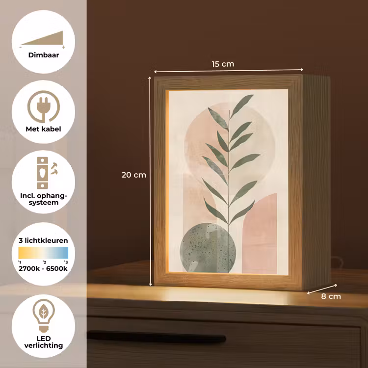 Modern - Roze - Groen - Natuur - Aesthetic Light Box met kabel (Tafellamp) klein -USP_NL