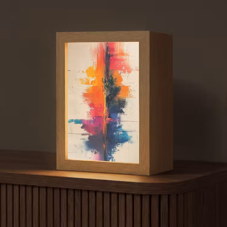 Modern - Verf - Kunst - Kleurrijk Light Box met kabel (Tafellamp) klein -z3d_website