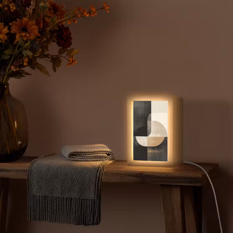 Modern - Vierkant - Vormen Light Box met kabel (Tafellamp) klein -sfeer4