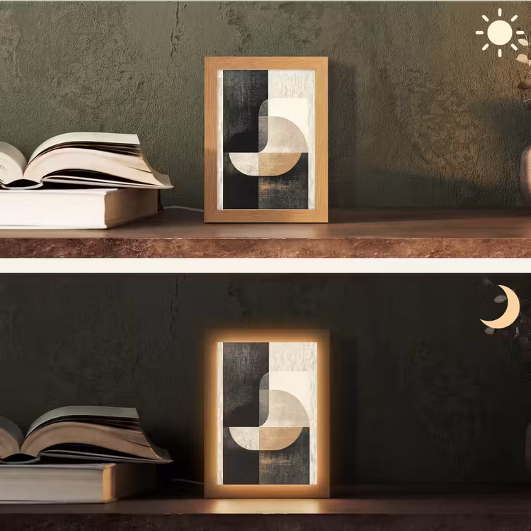 Modern - Vierkant - Vormen Light Box met kabel (Tafellamp) klein -sfeer3