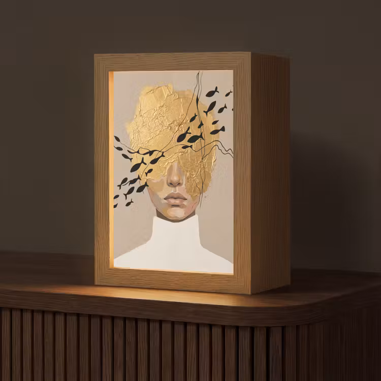 Modern - Vrouw - Goud Light Box met kabel (Tafellamp) klein -z3d_website