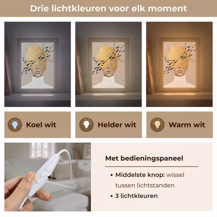 Modern - Vrouw - Goud Light Box met kabel (Tafellamp) klein -USP_lichtkleurNL