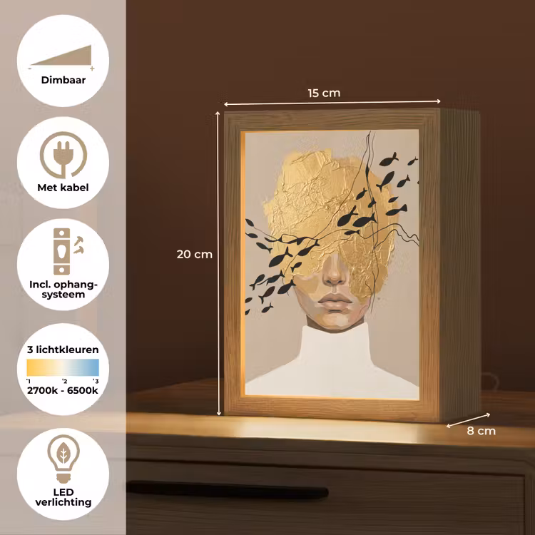 Modern - Vrouw - Goud Light Box met kabel (Tafellamp) klein -USP_NL