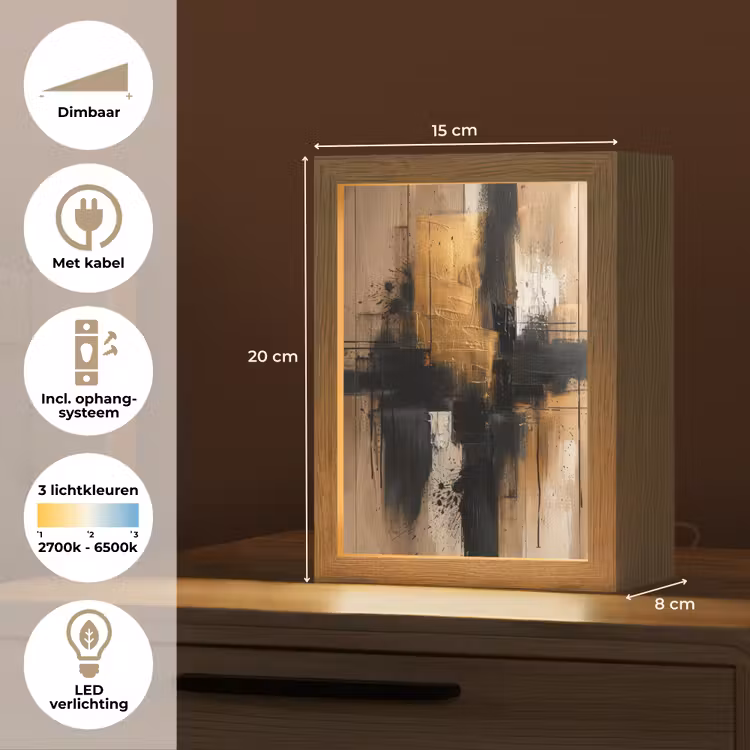 Modern - Zwart - Goud - Verf Light Box met kabel (Tafellamp) klein -USP_NL