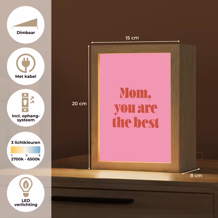 Moeder - Boodschap -Roze Light Box met kabel (Tafellamp) klein -USP_NL
