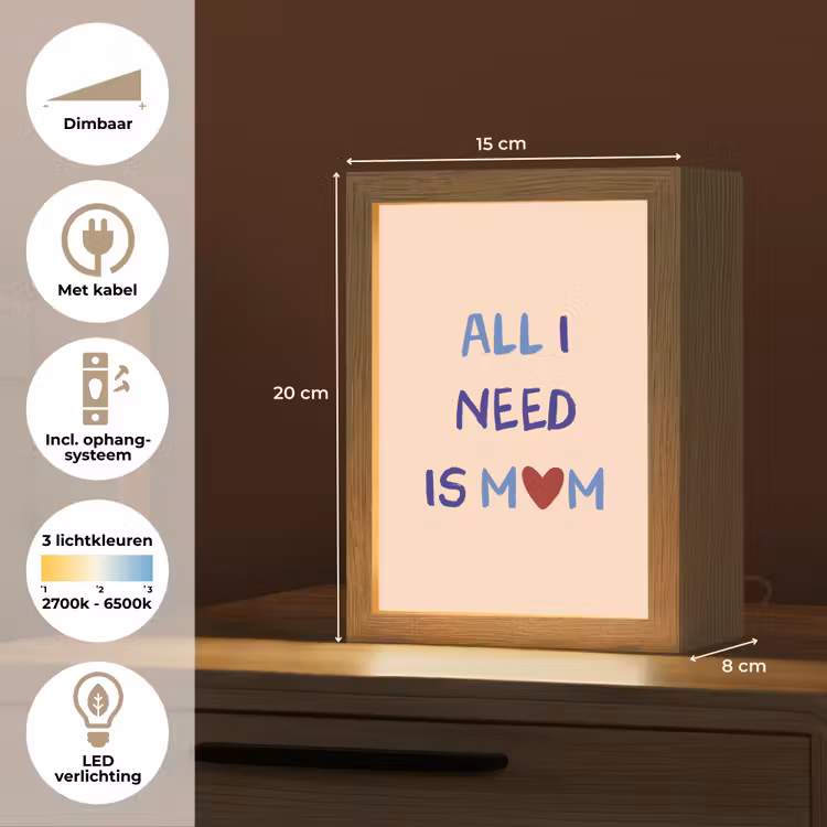 Moeder - Tekst - Hartje - Rood Light Box met kabel (Tafellamp) klein -USP_NL