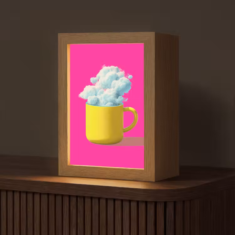 Mok - Wolken - Roze - Minimalitisch Light Box met kabel (Tafellamp) klein -z3d_website