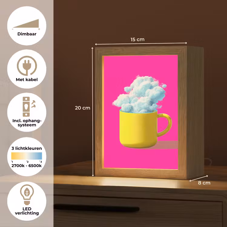 Mok - Wolken - Roze - Minimalitisch Light Box met kabel (Tafellamp) klein -USP_NL
