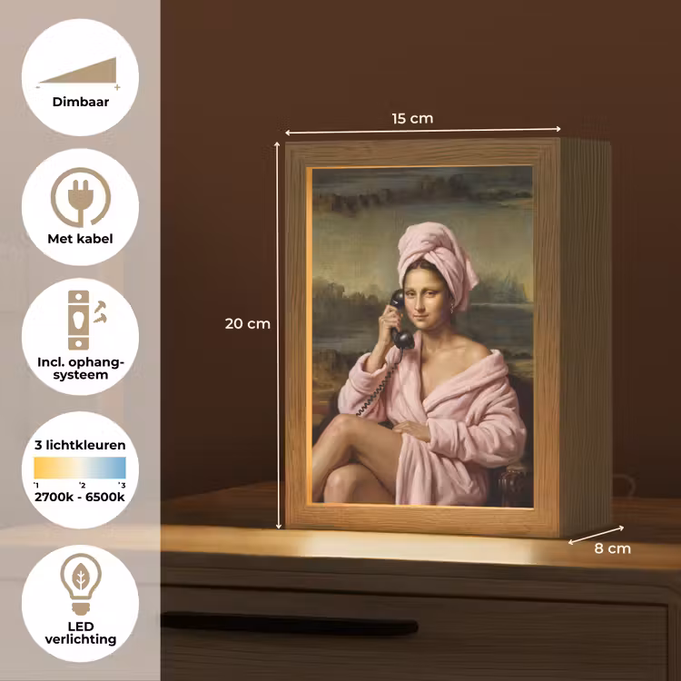 Mona - Klassiek - Roze Light Box met kabel (Tafellamp) klein -USP_NL
