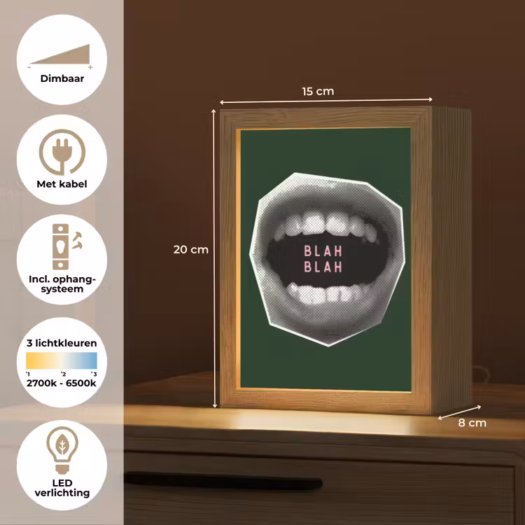 Mond - Groen - Illustratie - BLAH BLAH Light Box met kabel (Tafellamp) klein -USP_NL