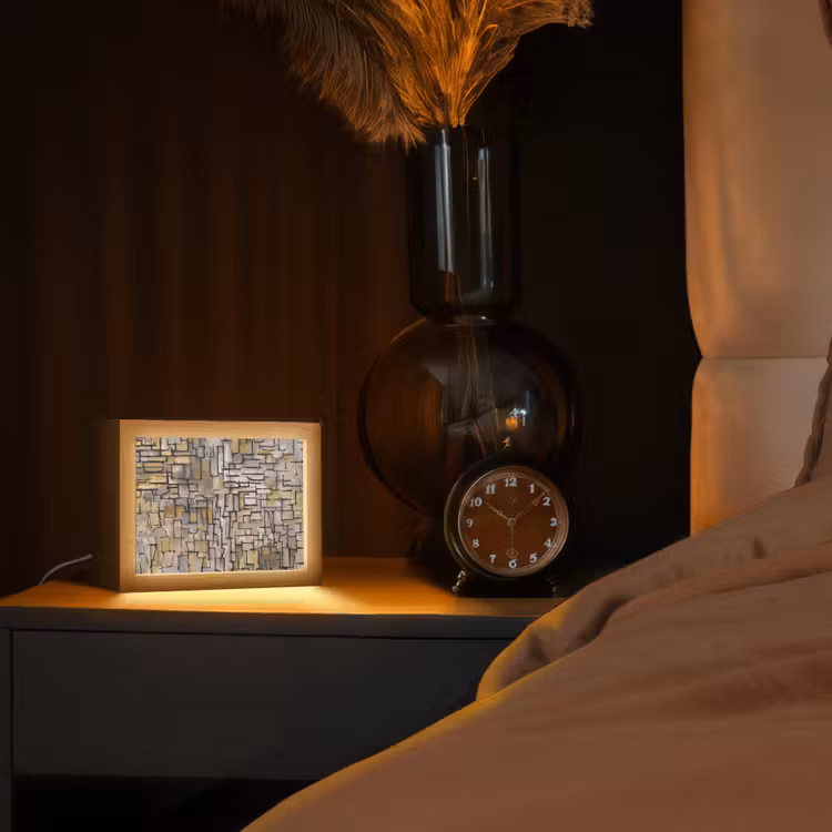 Mondriaan - Kunst - Oude meesters - Tableau I Light Box met kabel (Tafellamp) klein -sfeer1