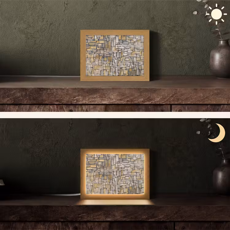 Mondriaan - Kunst - Oude meesters - Tableau I Light Box met kabel (Tafellamp) klein -sfeer3