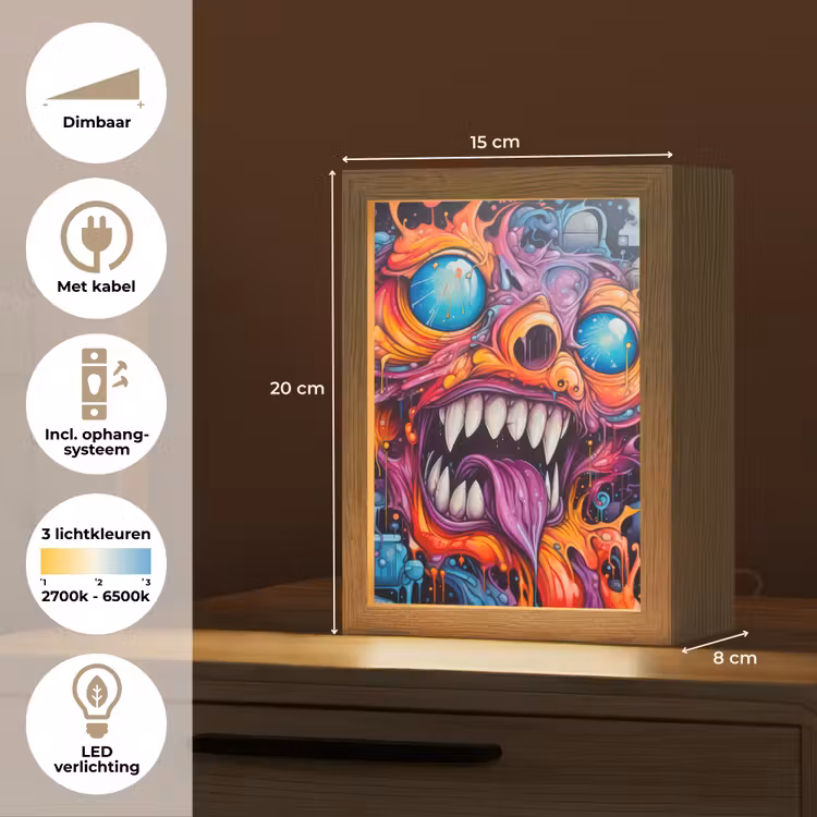 Monster - Graffiti - Kleuren - Oranje Light Box met kabel (Tafellamp) klein -USP_NL