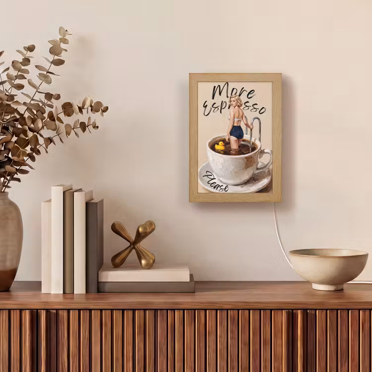 More espresso - Koffie - Eend Light Box met kabel (Tafellamp) klein -sfeer2