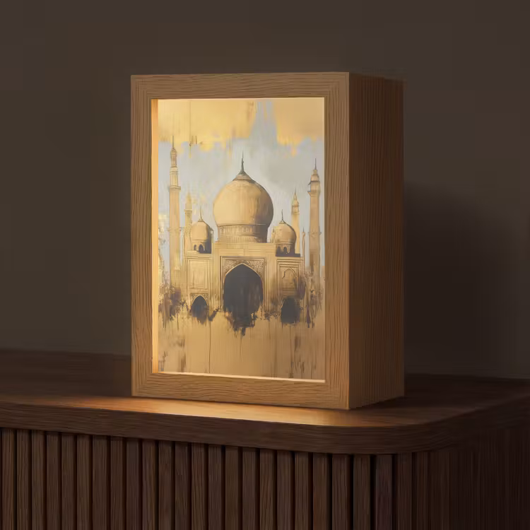 Moskee - Goud - Arabisch - Ramadan - Islamitische Light Box met kabel (Tafellamp) klein -z3d_website